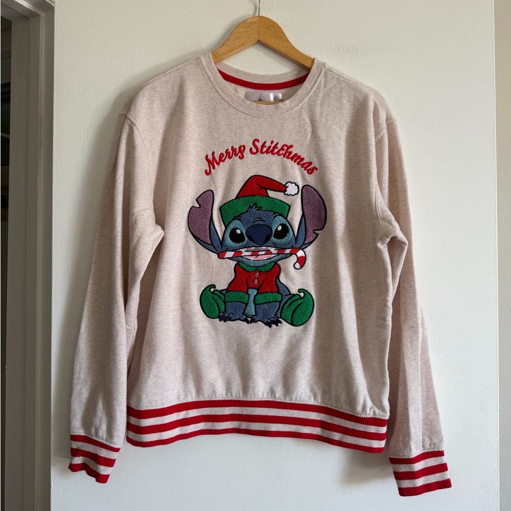 Disney Stitch ‘Merry Stitchmas’ Christmas Crewneck Sweater size Medium EUC - Picture 2 of 6